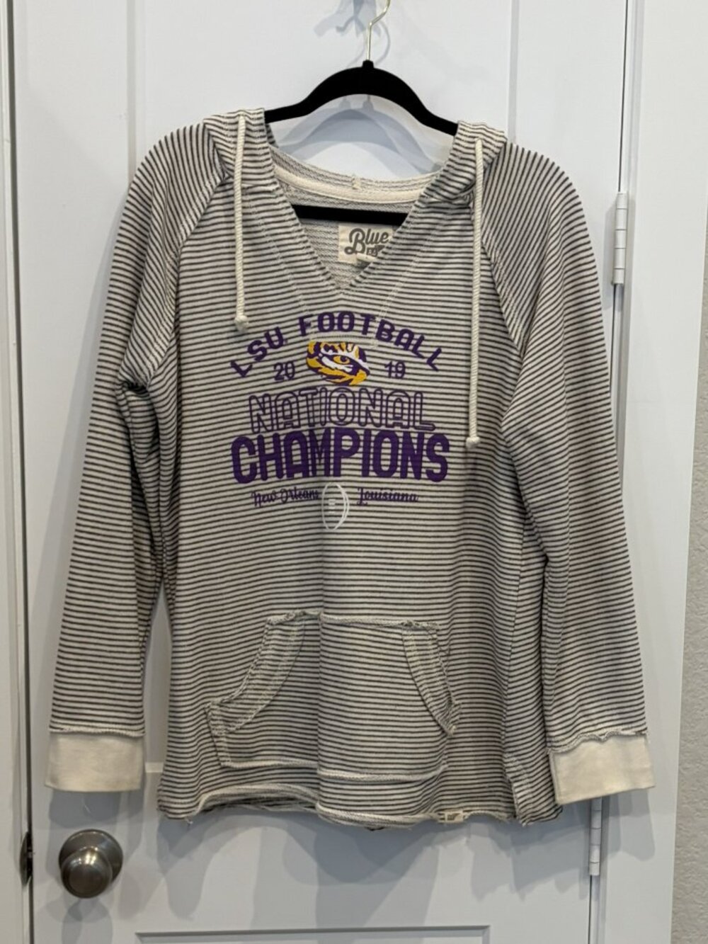 LSU 2019 National Champions Football Hoodie Sweatshirt Blue 84 Large